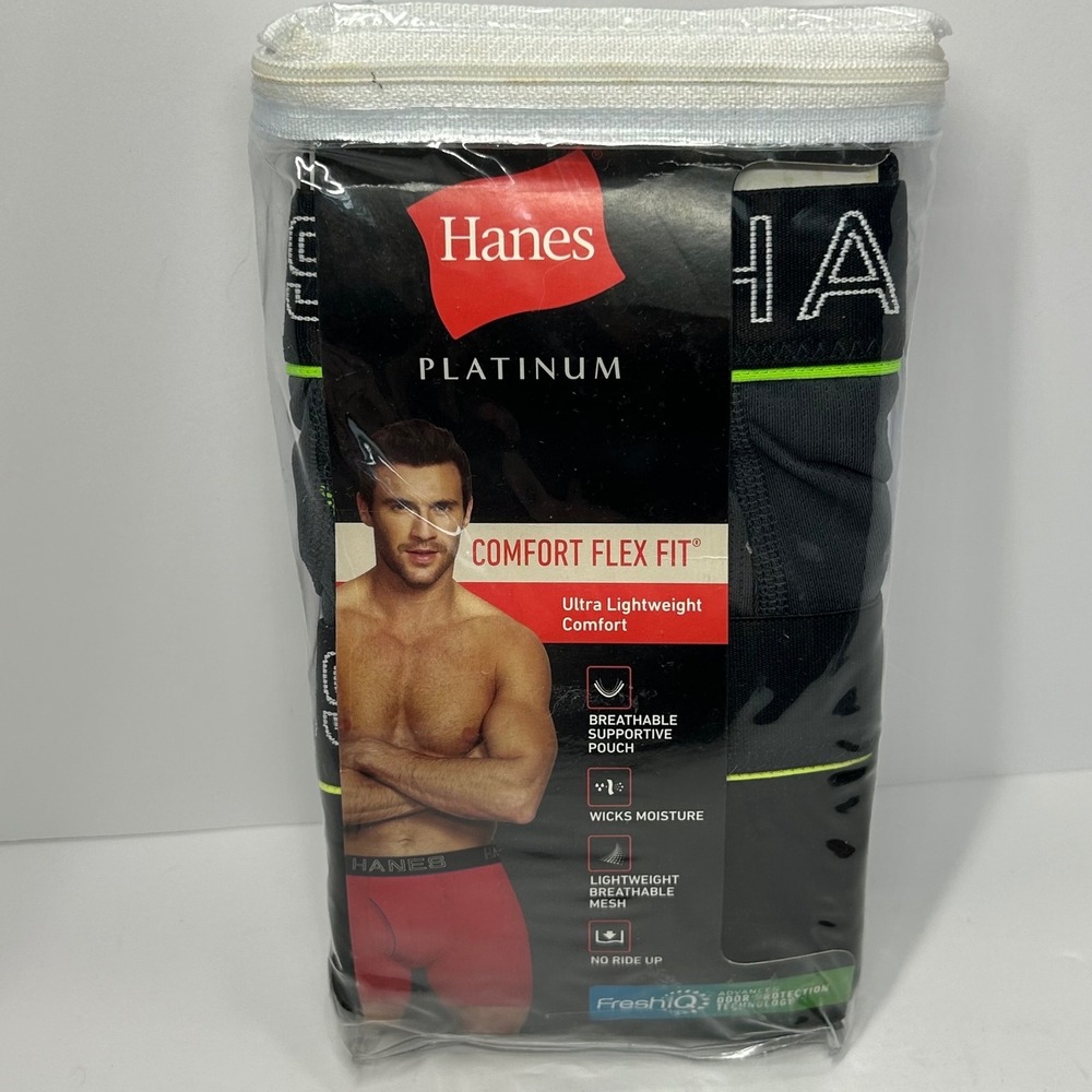 Hanes Platinum Comfort Flex Fit Boxer Briefs 4 Pack Small Black Blue FreshIQ New